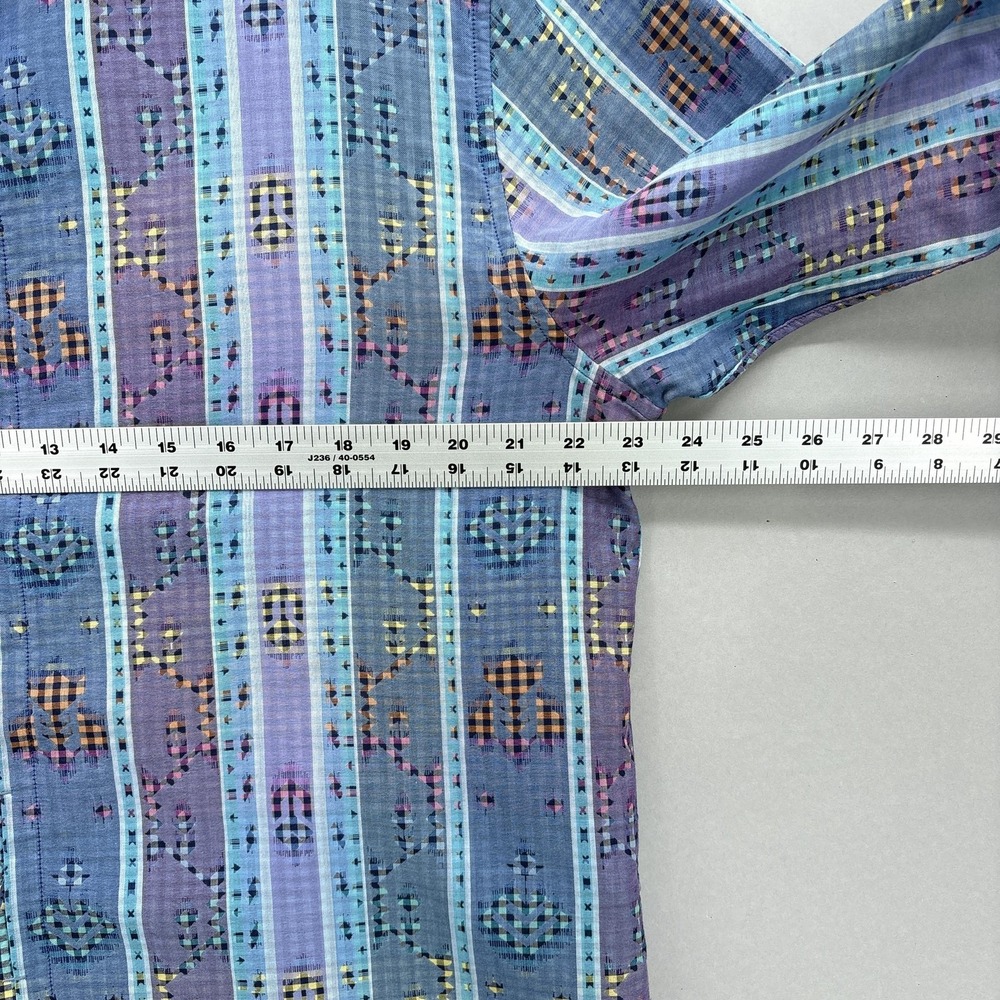Robert Graham Shirt Mens XL Blue Purple Reversible Gingham Geometric‎ Jacquard - Picture 9 of 15